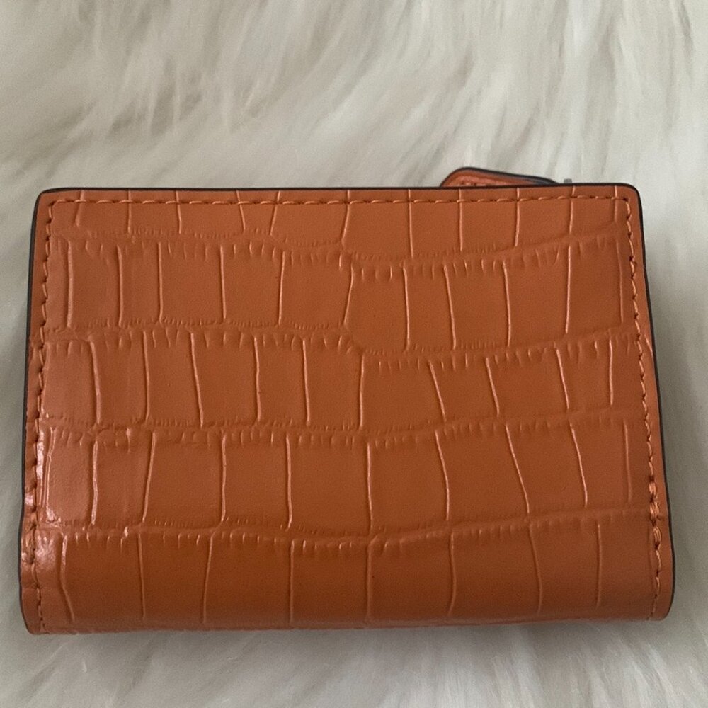 COACH Smooth Croc Embossed Leather Micro Wallet in Washed Orange - Picture 3 of 4